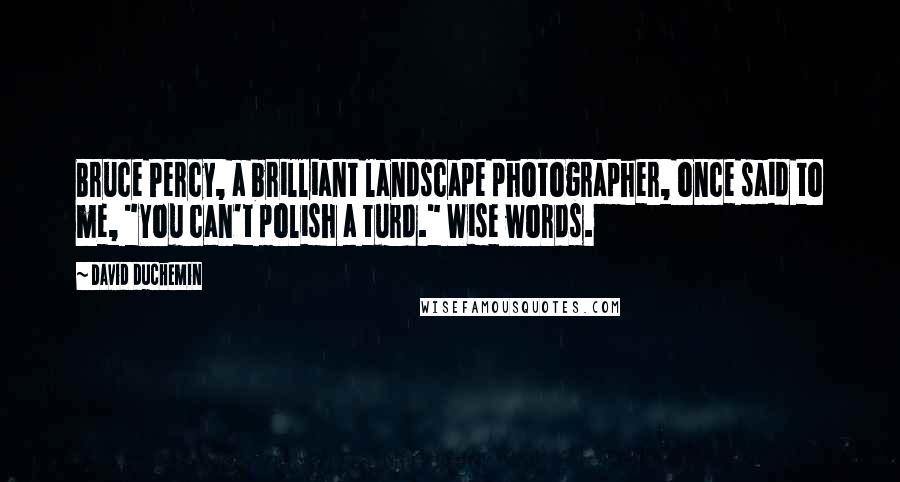 David DuChemin Quotes: Bruce Percy, a brilliant landscape photographer, once said to me, "You can't polish a turd." Wise words.