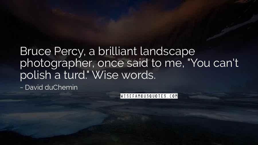 David DuChemin Quotes: Bruce Percy, a brilliant landscape photographer, once said to me, "You can't polish a turd." Wise words.