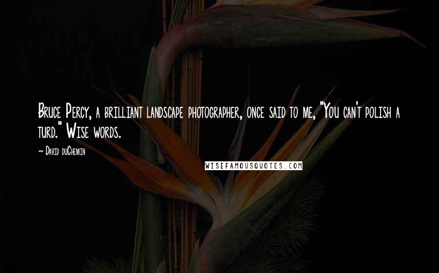 David DuChemin Quotes: Bruce Percy, a brilliant landscape photographer, once said to me, "You can't polish a turd." Wise words.