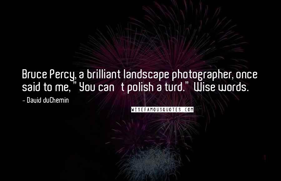 David DuChemin Quotes: Bruce Percy, a brilliant landscape photographer, once said to me, "You can't polish a turd." Wise words.