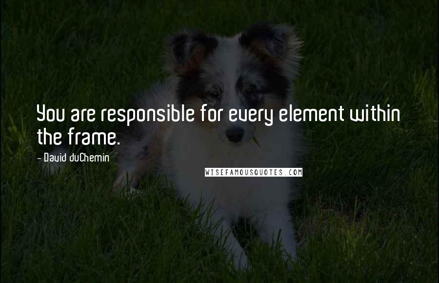 David DuChemin Quotes: You are responsible for every element within the frame.