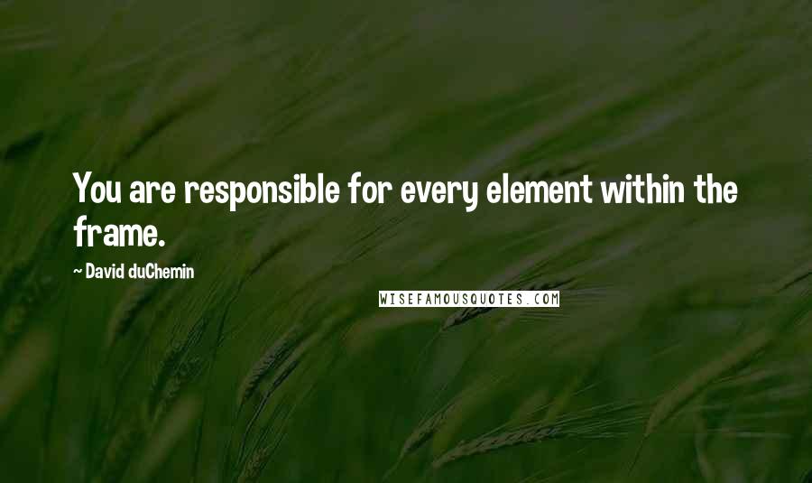 David DuChemin Quotes: You are responsible for every element within the frame.