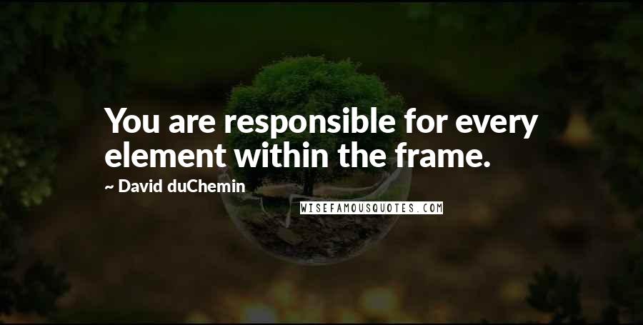 David DuChemin Quotes: You are responsible for every element within the frame.