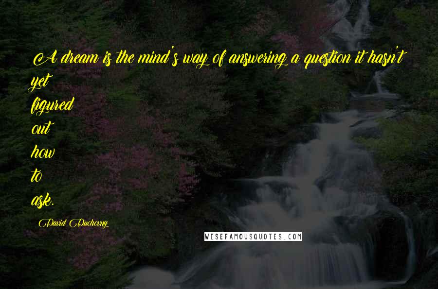 David Duchovny Quotes: A dream is the mind's way of answering a question it hasn't yet figured out how to ask.