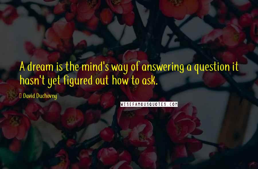 David Duchovny Quotes: A dream is the mind's way of answering a question it hasn't yet figured out how to ask.