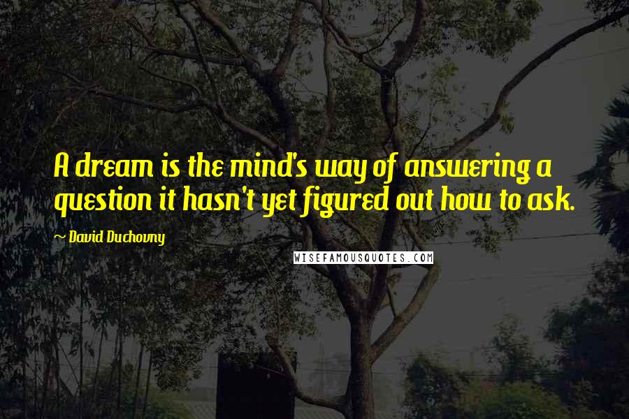 David Duchovny Quotes: A dream is the mind's way of answering a question it hasn't yet figured out how to ask.