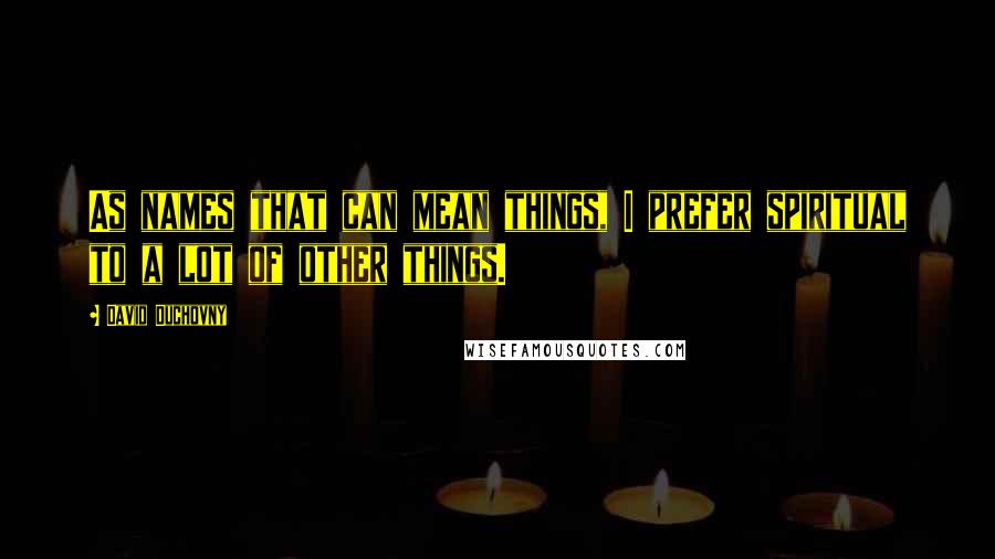 David Duchovny Quotes: As names that can mean things, I prefer spiritual to a lot of other things.