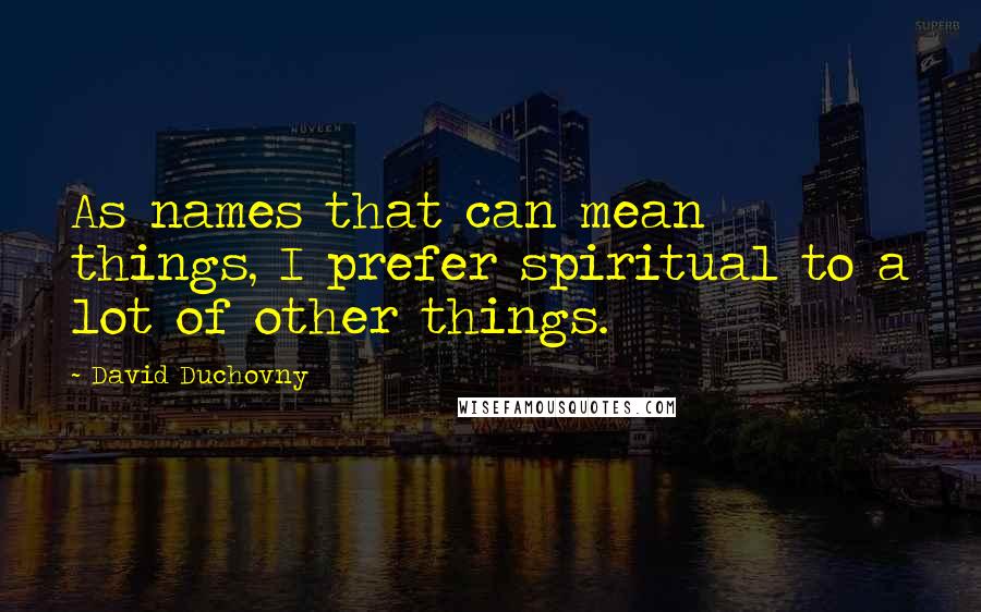 David Duchovny Quotes: As names that can mean things, I prefer spiritual to a lot of other things.