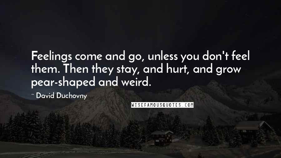 David Duchovny Quotes: Feelings come and go, unless you don't feel them. Then they stay, and hurt, and grow pear-shaped and weird.
