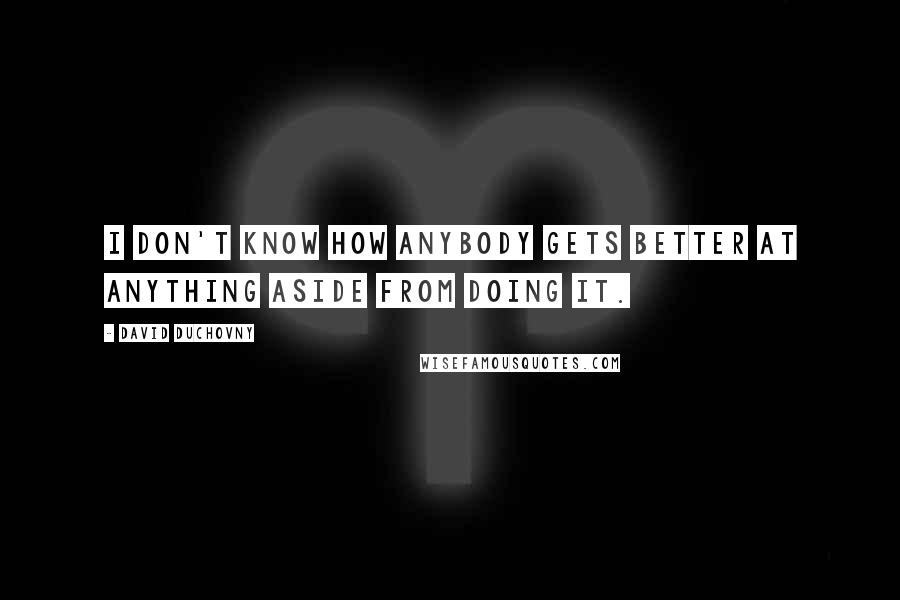 David Duchovny Quotes: I don't know how anybody gets better at anything aside from doing it.