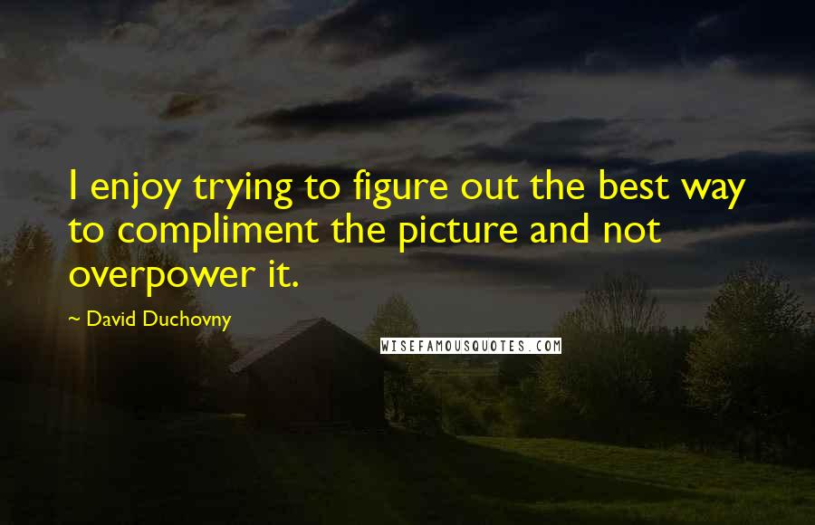 David Duchovny Quotes: I enjoy trying to figure out the best way to compliment the picture and not overpower it.