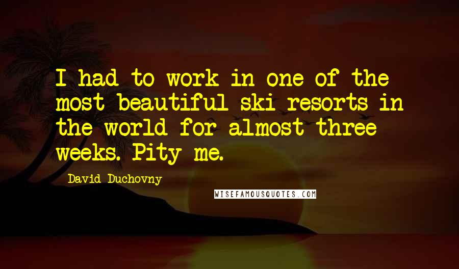 David Duchovny Quotes: I had to work in one of the most beautiful ski resorts in the world for almost three weeks. Pity me.