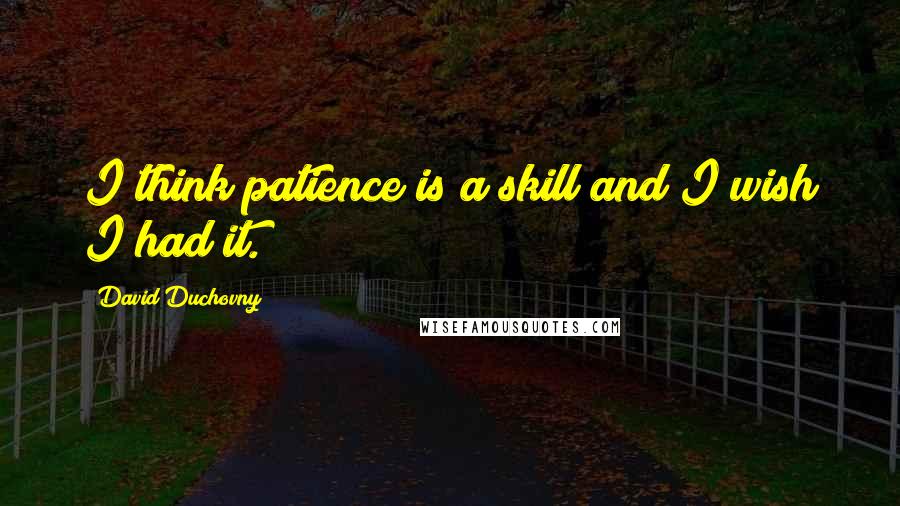 David Duchovny Quotes: I think patience is a skill and I wish I had it.