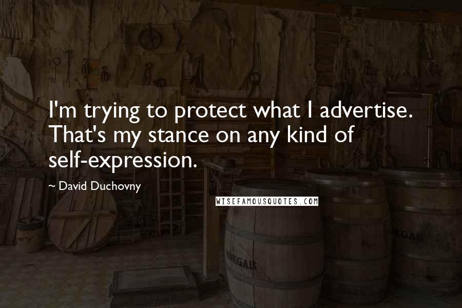 David Duchovny Quotes: I'm trying to protect what I advertise. That's my stance on any kind of self-expression.