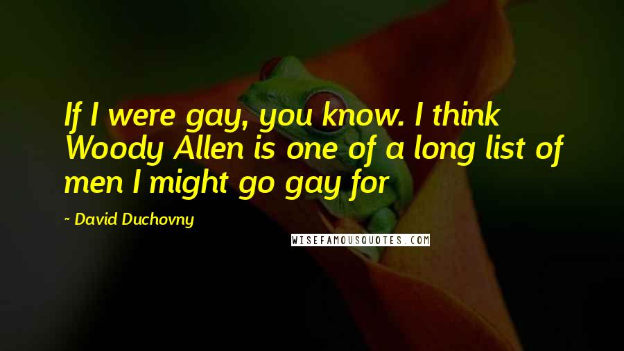 David Duchovny Quotes: If I were gay, you know. I think Woody Allen is one of a long list of men I might go gay for