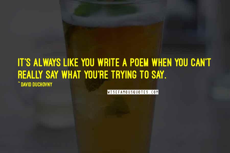 David Duchovny Quotes: It's always like you write a poem when you can't really say what you're trying to say.