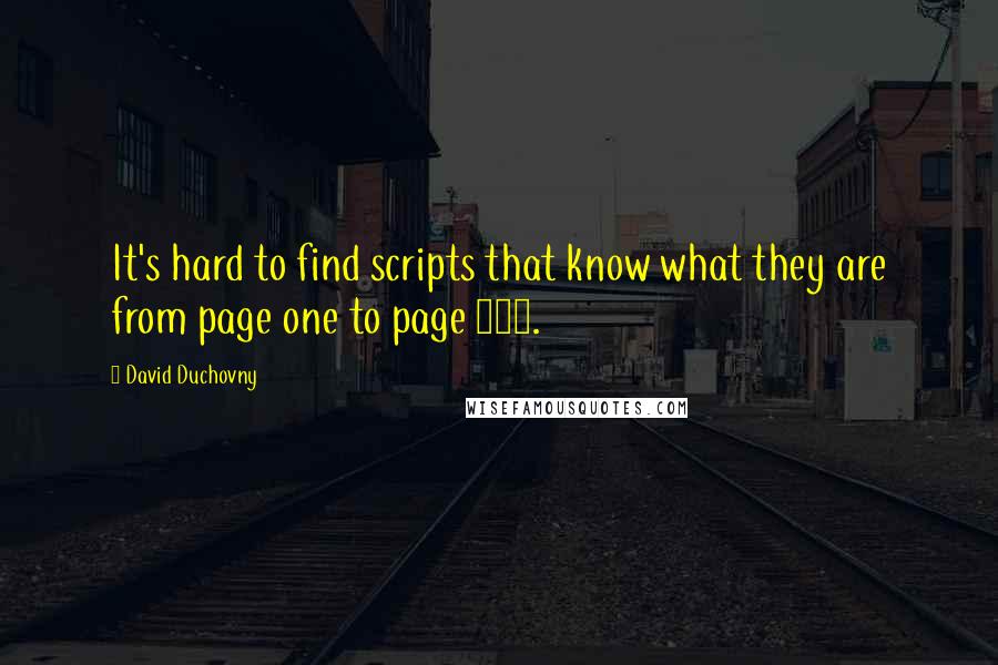 David Duchovny Quotes: It's hard to find scripts that know what they are from page one to page 115.