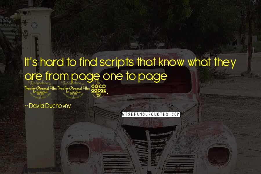 David Duchovny Quotes: It's hard to find scripts that know what they are from page one to page 115.