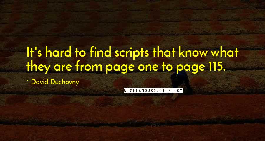 David Duchovny Quotes: It's hard to find scripts that know what they are from page one to page 115.