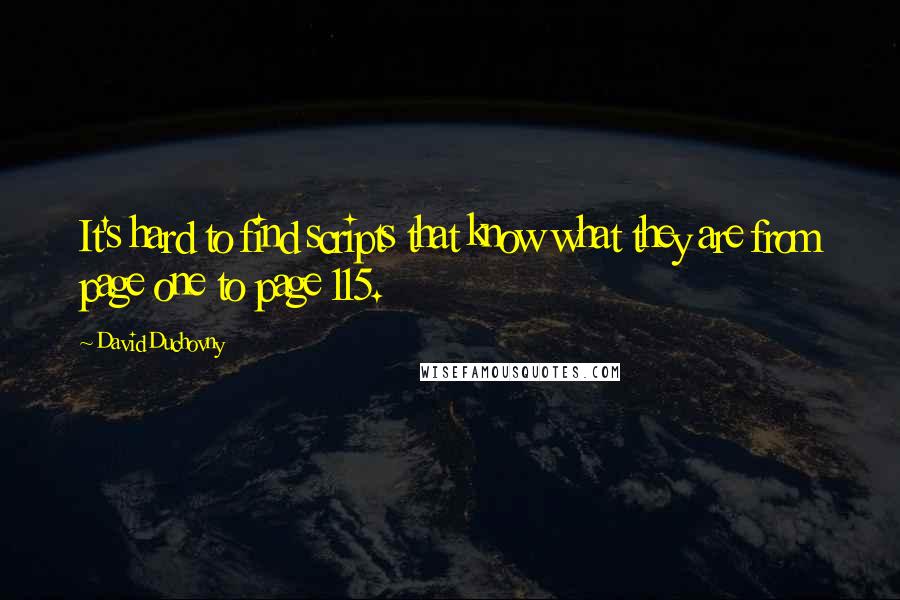 David Duchovny Quotes: It's hard to find scripts that know what they are from page one to page 115.