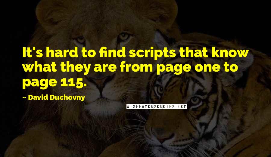 David Duchovny Quotes: It's hard to find scripts that know what they are from page one to page 115.