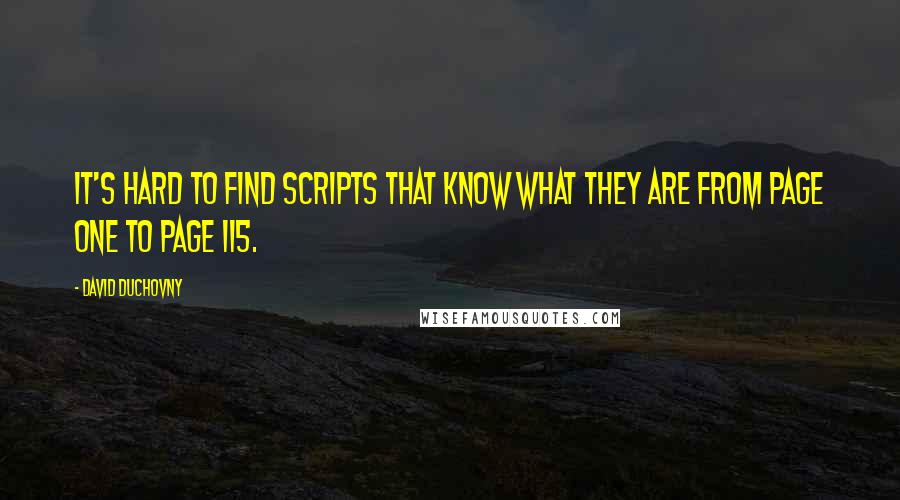 David Duchovny Quotes: It's hard to find scripts that know what they are from page one to page 115.
