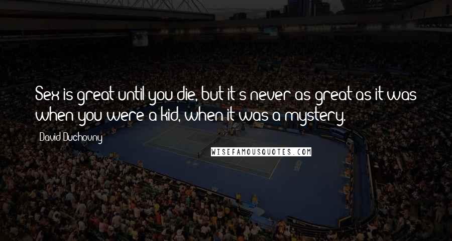 David Duchovny Quotes: Sex is great until you die, but it's never as great as it was when you were a kid, when it was a mystery.