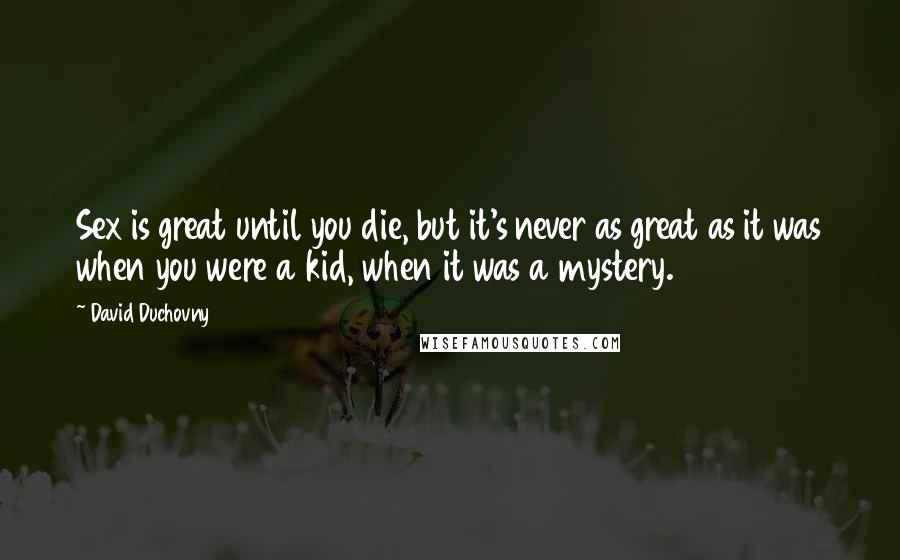 David Duchovny Quotes: Sex is great until you die, but it's never as great as it was when you were a kid, when it was a mystery.