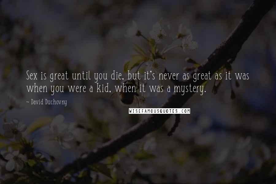 David Duchovny Quotes: Sex is great until you die, but it's never as great as it was when you were a kid, when it was a mystery.