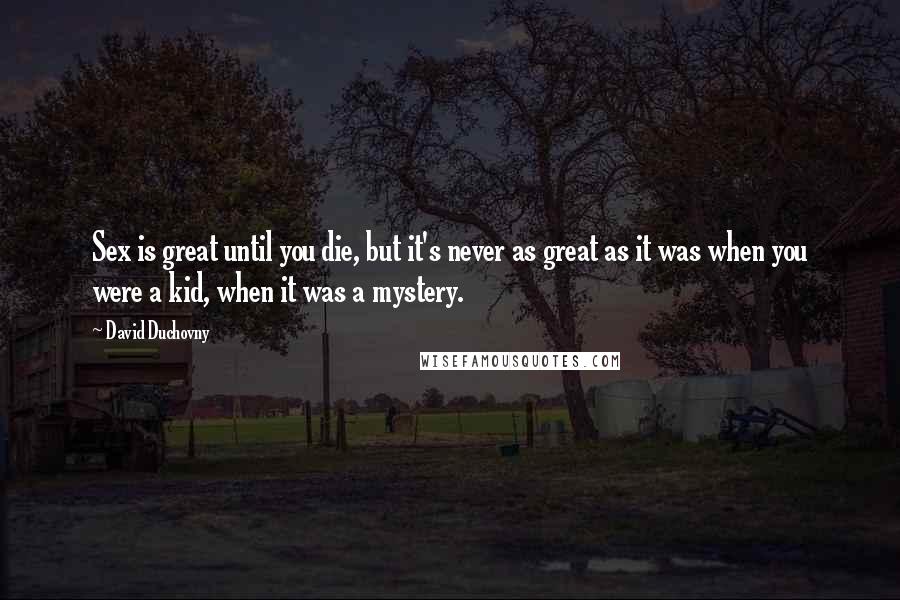 David Duchovny Quotes: Sex is great until you die, but it's never as great as it was when you were a kid, when it was a mystery.