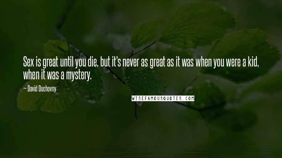 David Duchovny Quotes: Sex is great until you die, but it's never as great as it was when you were a kid, when it was a mystery.