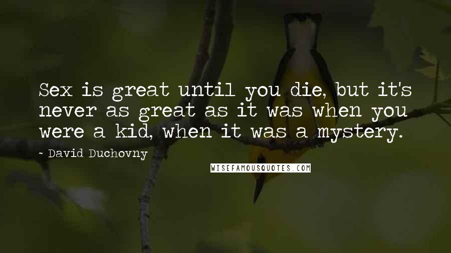 David Duchovny Quotes: Sex is great until you die, but it's never as great as it was when you were a kid, when it was a mystery.