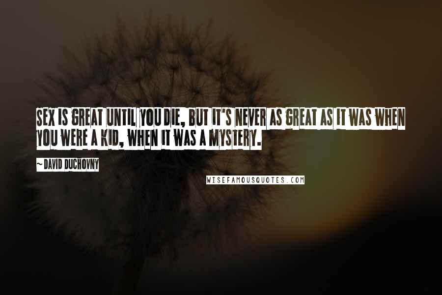 David Duchovny Quotes: Sex is great until you die, but it's never as great as it was when you were a kid, when it was a mystery.