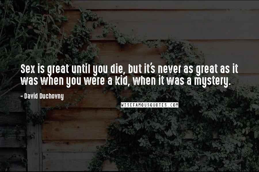 David Duchovny Quotes: Sex is great until you die, but it's never as great as it was when you were a kid, when it was a mystery.