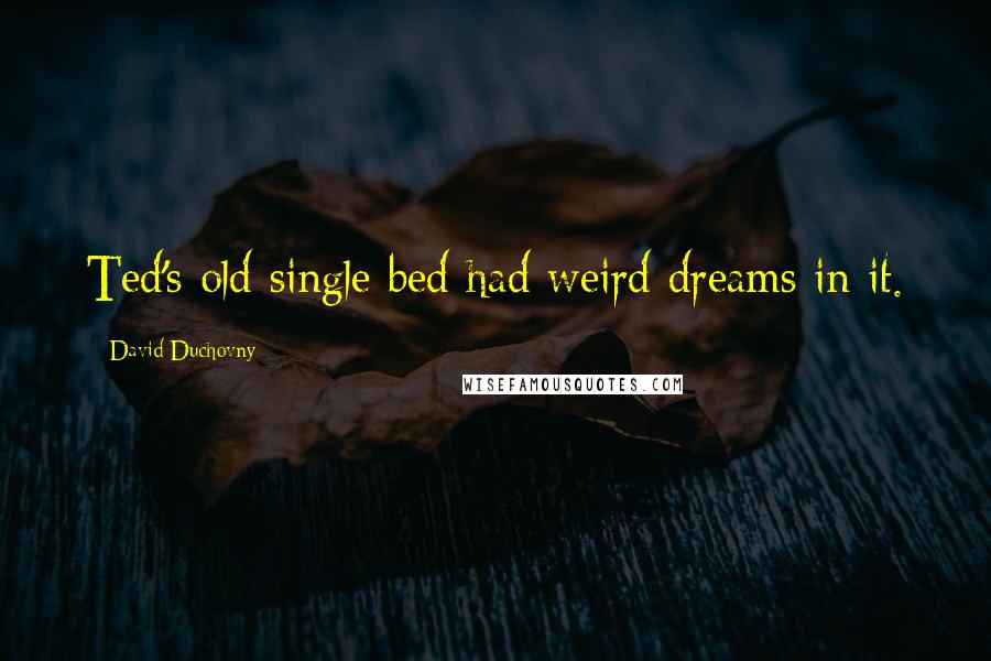 David Duchovny Quotes: Ted's old single bed had weird dreams in it.