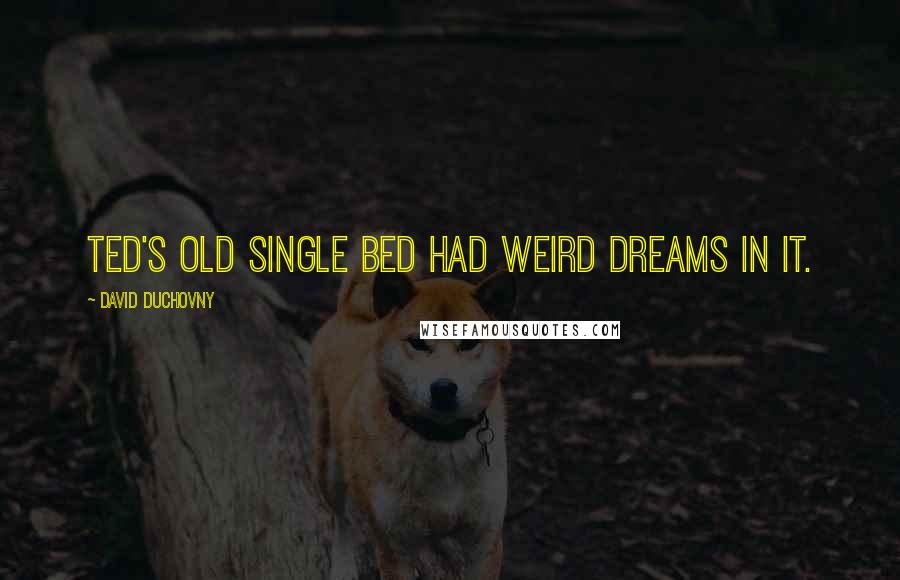 David Duchovny Quotes: Ted's old single bed had weird dreams in it.