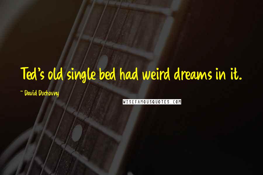 David Duchovny Quotes: Ted's old single bed had weird dreams in it.