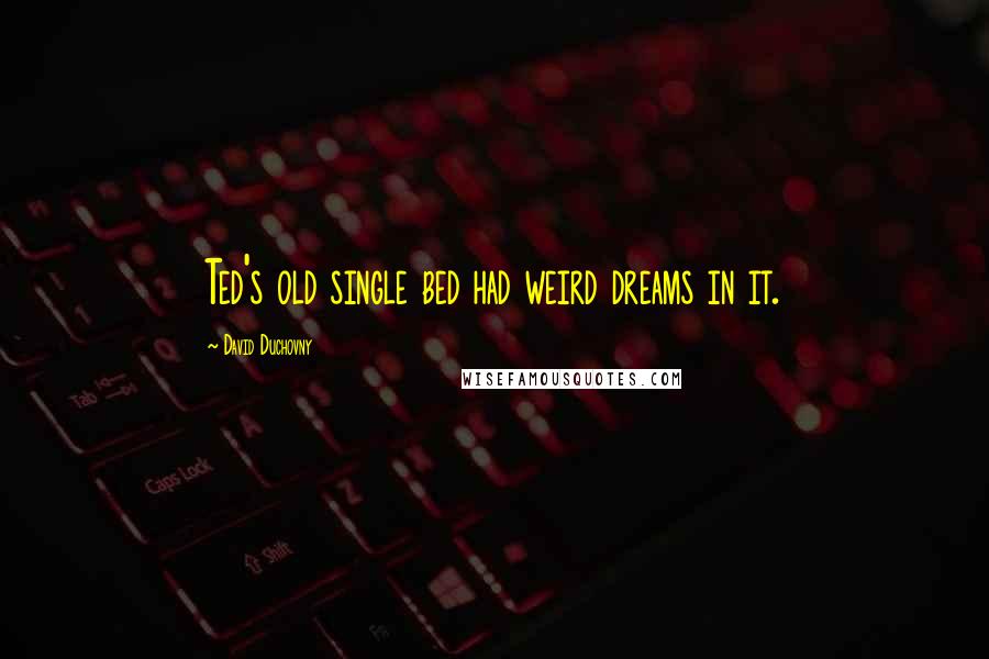 David Duchovny Quotes: Ted's old single bed had weird dreams in it.