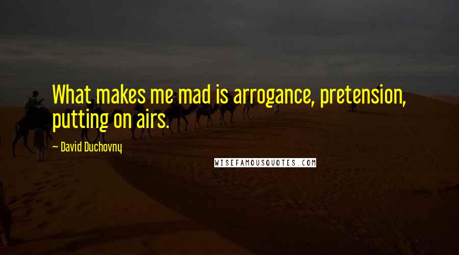 David Duchovny Quotes: What makes me mad is arrogance, pretension, putting on airs.