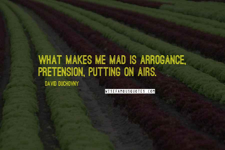 David Duchovny Quotes: What makes me mad is arrogance, pretension, putting on airs.