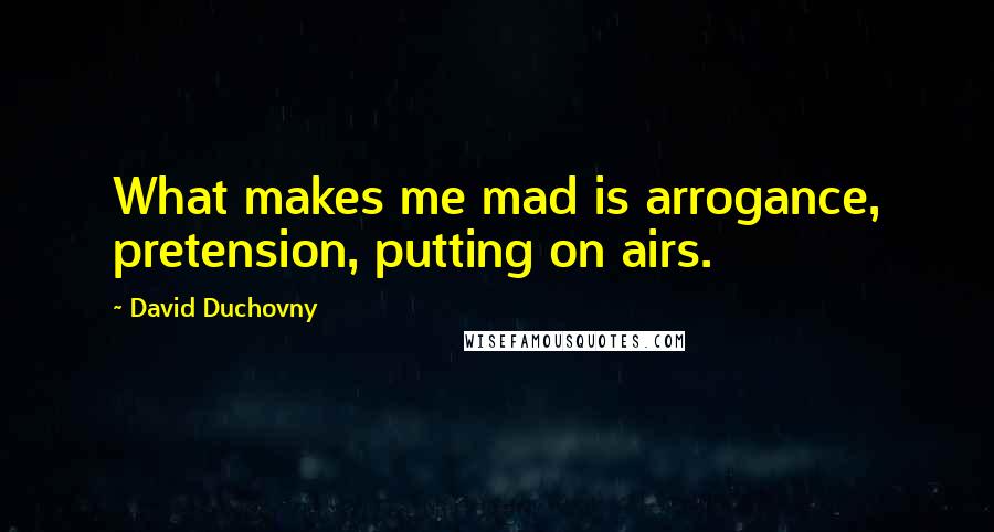 David Duchovny Quotes: What makes me mad is arrogance, pretension, putting on airs.