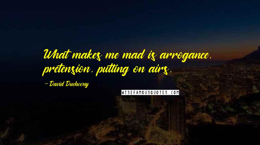 David Duchovny Quotes: What makes me mad is arrogance, pretension, putting on airs.