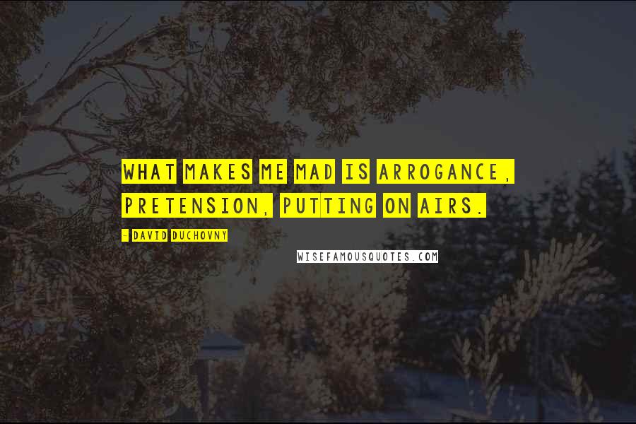 David Duchovny Quotes: What makes me mad is arrogance, pretension, putting on airs.