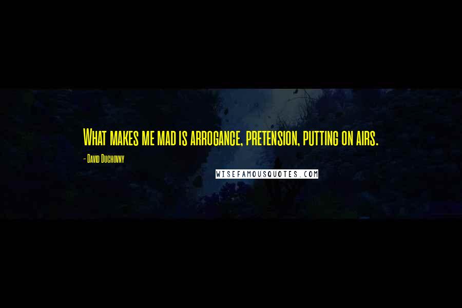 David Duchovny Quotes: What makes me mad is arrogance, pretension, putting on airs.