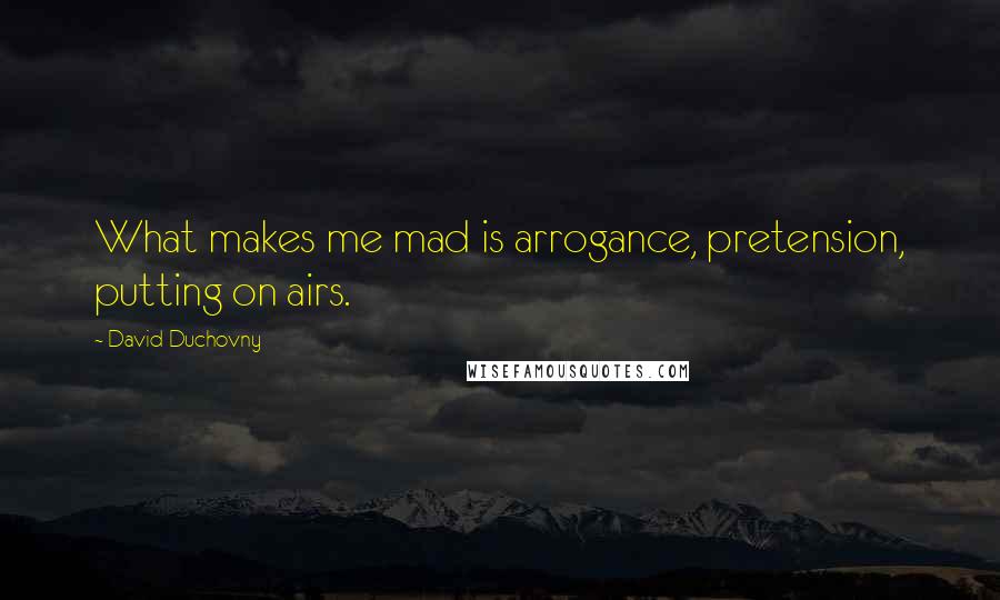 David Duchovny Quotes: What makes me mad is arrogance, pretension, putting on airs.