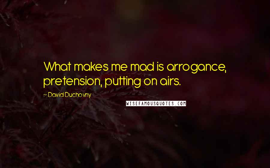 David Duchovny Quotes: What makes me mad is arrogance, pretension, putting on airs.