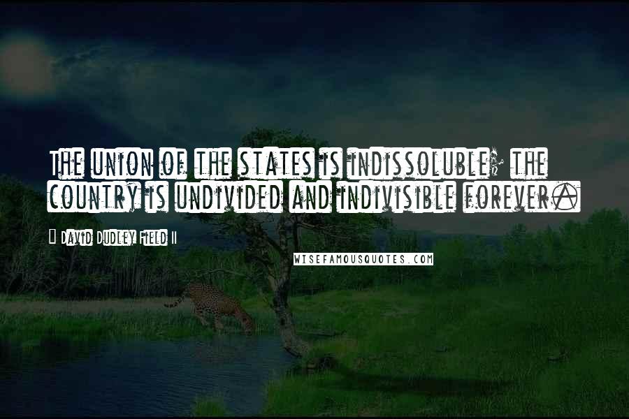 David Dudley Field II Quotes: The union of the states is indissoluble; the country is undivided and indivisible forever.