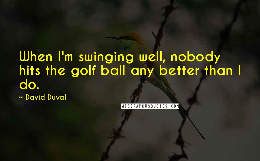 David Duval Quotes: When I'm swinging well, nobody hits the golf ball any better than I do.