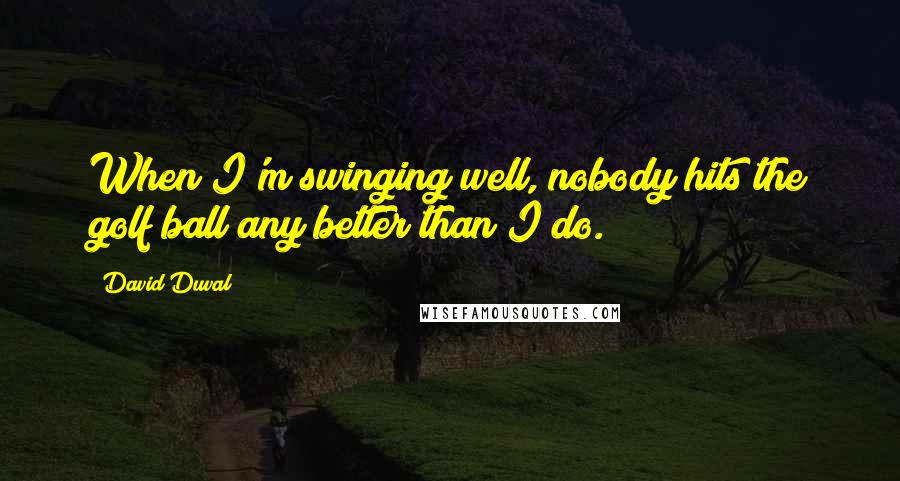 David Duval Quotes: When I'm swinging well, nobody hits the golf ball any better than I do.