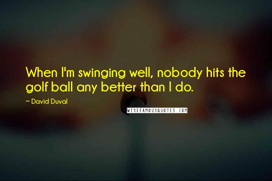 David Duval Quotes: When I'm swinging well, nobody hits the golf ball any better than I do.